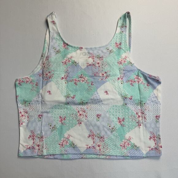 SO Ruched Front Tank Top Juniors Size XL Blue Flower Print - Picture 7 of 8